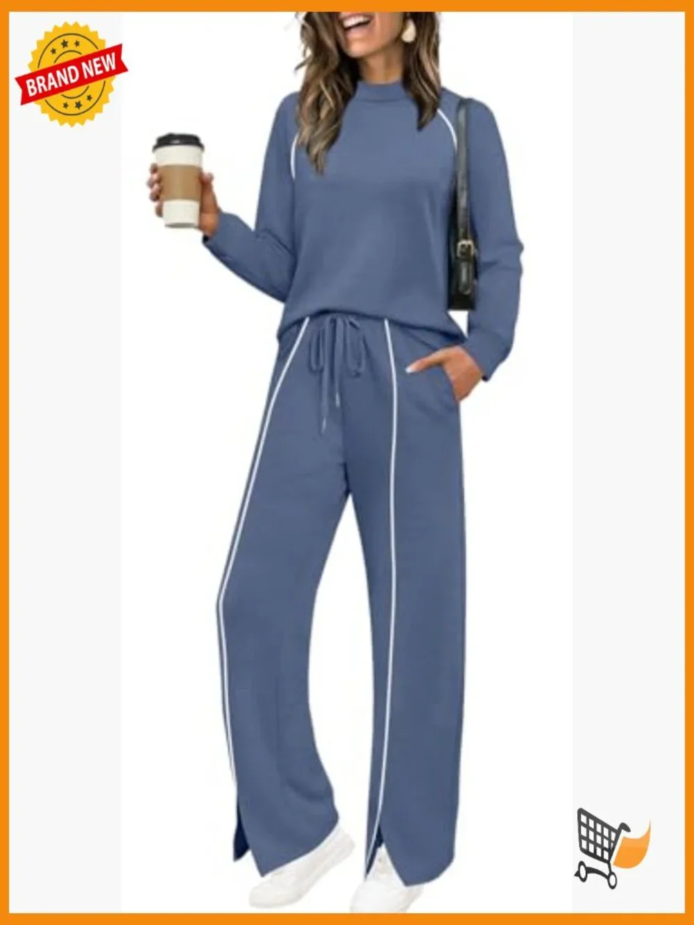 2 Piece Lounge Set Wide Leg Pant Matching Outfit Fall